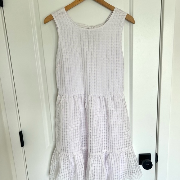 Blu Pepper White Textured Gingham Mini Dress Medium Tie Back - Picture 2 of 4